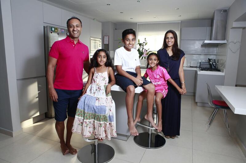 Sharaz Hussain and his family have renovated the kitchen, staircase, living space and garden at their Dubai villa. Sarah Dea / The National