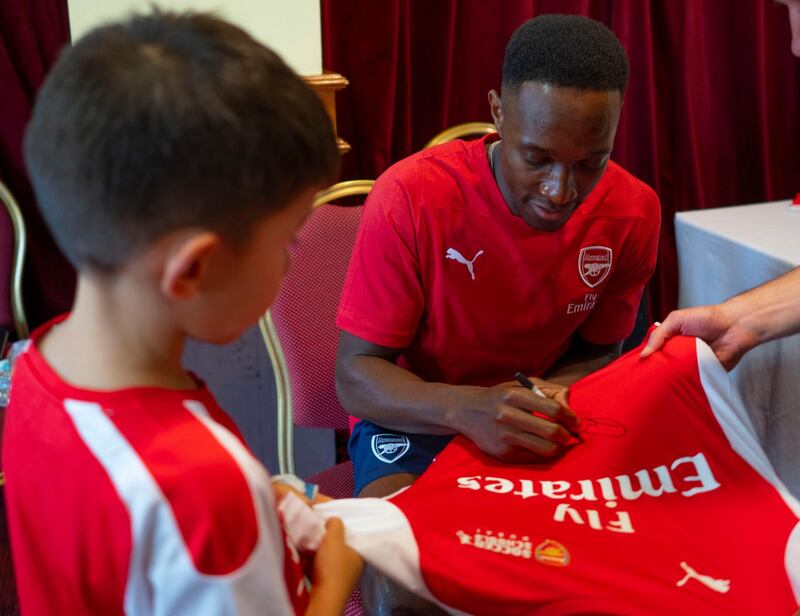 Arsenal and England striker Danny Welbeck made a guest appearance at Arsenal Soccer School Dubai on Wednesday.