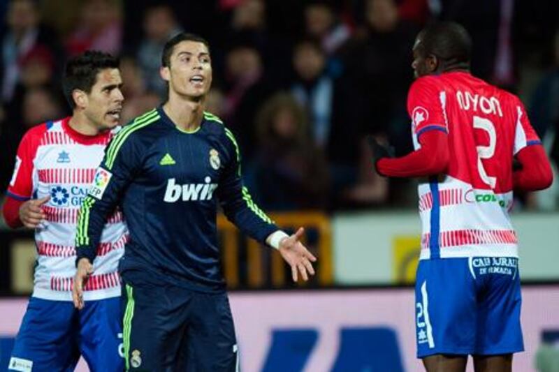Cristiano Ronaldo reacts during Real Madrid's defeat to Granada.