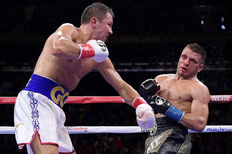 Gennady Golovkin punches Sergiy Derevyanchenko during their IBF middleweight title bout at Madison Square Garden. AFP