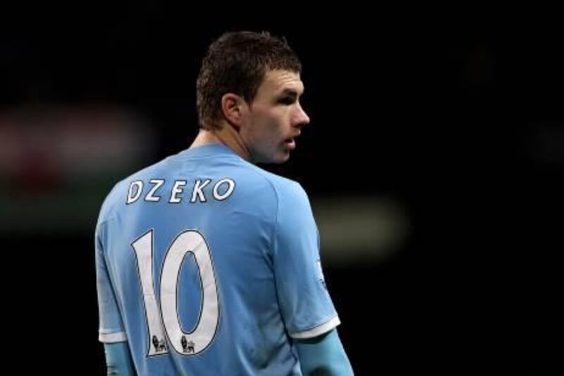 MANCHESTER, ENGLAND - JANUARY 15:  Edin Dzeko of Manchester City looks on during the Barclays Premier League match between Manchester City and Wolverhampton Wanderers at the City of Manchester Stadium on January 15, 2011 in Manchester, England.  (Photo by Alex Livesey/Getty Images)