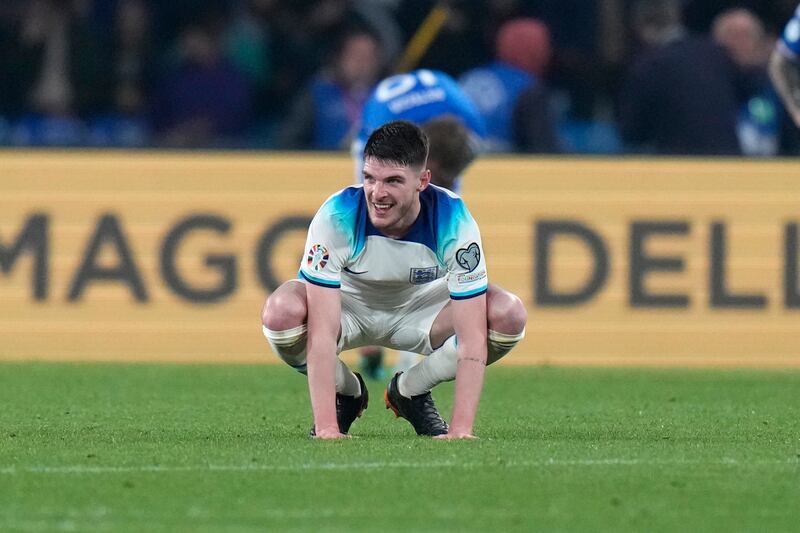 Declan Rice - 9. Had a very busy start to the game with Italy applying early pressure. Gave England the lead with a close-range left-footed finish in the 13th minute. Made a well-timed sliding challenge to stop Barella at the edge of the box in the 27th minute. AP Photo