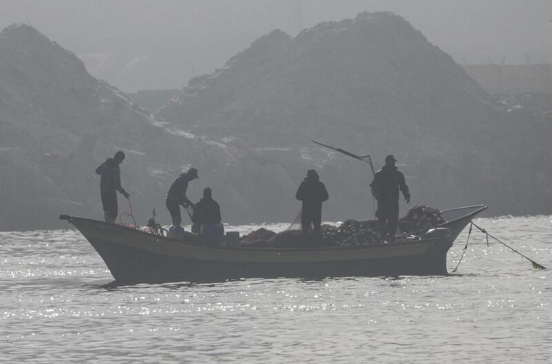 Palestinian fishermen fishing in the Gaza sea in Gaza City.  EPA