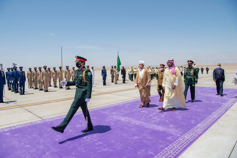 Oman’s Sultan Haitham meets Saudi Arabia’s Crown Prince Mohammed bin Salman in Neom.