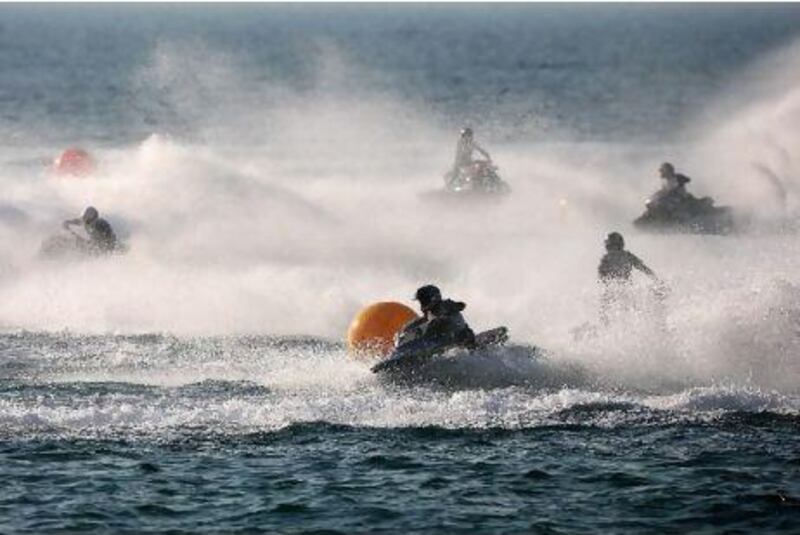 Riders compete at the Jumeirah Beach Residence in Dubai yesterday. Pawan Singh / The National