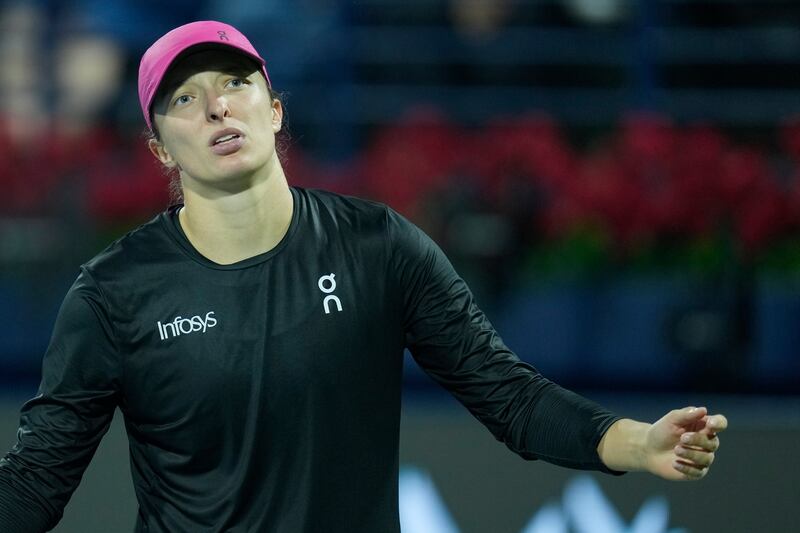 Iga Swiatek tried to rally back against Anna Kalinskaya but was ultimately defeated in the Dubai Duty Free Tennis Championships semi-finals. AP