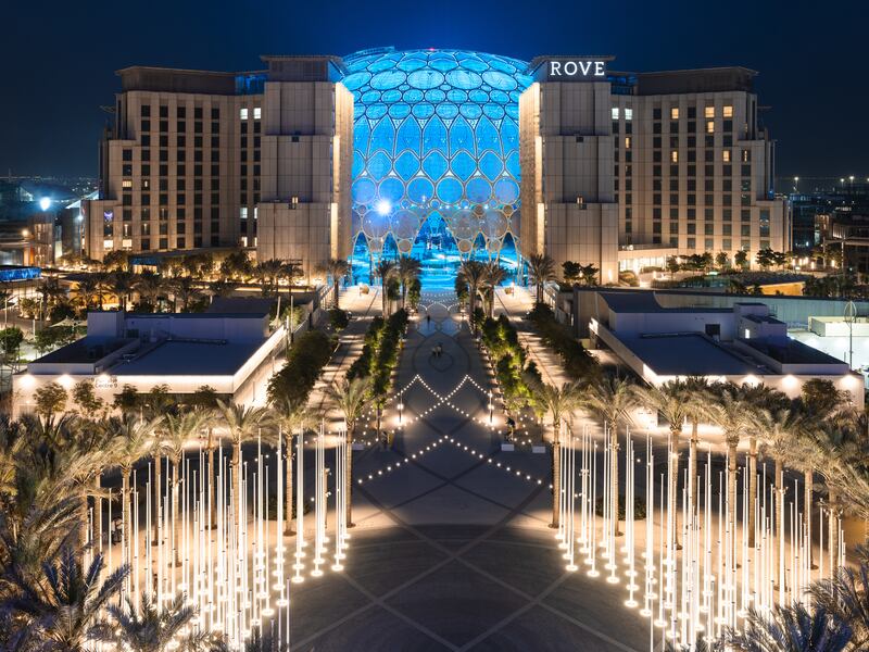 Night view of 2020 Plaza and Al Wasl at Expo 2020 Dubai. Photo: Expo 2020 Dubai
