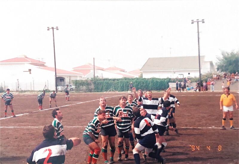 The first Friday rugby matches in Abu Dhabi which were typically played on sand pitches. Photo: Andy Cole