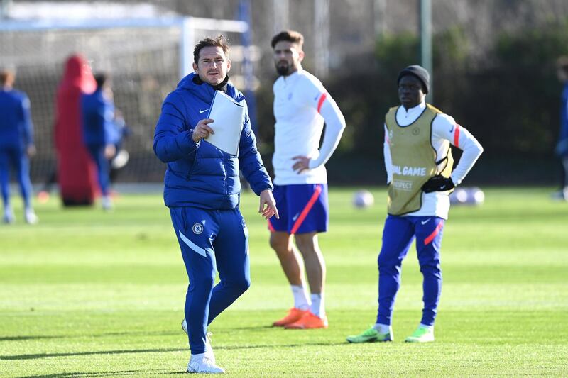 COBHAM, ENGLAND - DECEMBER 01:  Frank Lampard of Chelsea during a training session at Chelsea Training Ground on December 1, 2020 in Cobham, United Kingdom. (Photo by Darren Walsh/Chelsea FC via Getty Images)