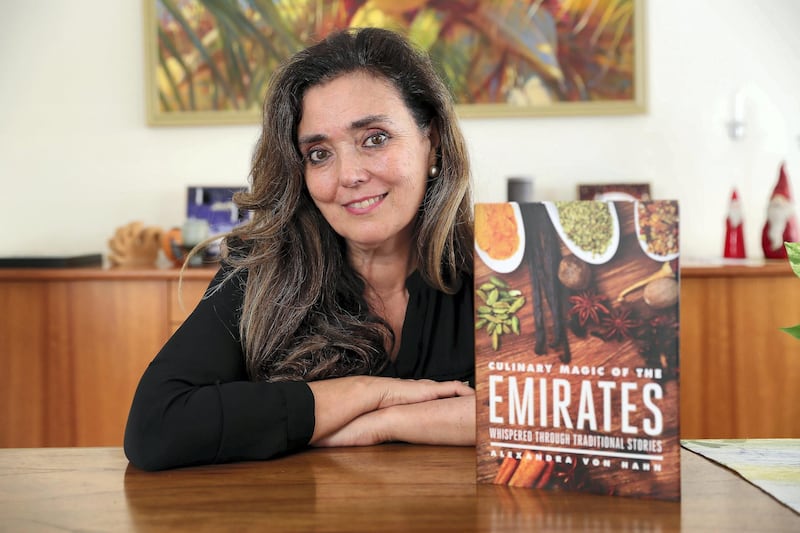 DUBAI , UNITED ARAB EMIRATES , December 8  ��� 2018 :- Alexandra Von Hahn with her cook book ���Culinary Magic of the Emirates��� at the Meadows in Dubai. ( Pawan Singh / The National ) For Arts & Life. Story by Hala Khalaf