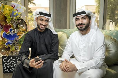 DUBAI, UNITED ARAB EMIRATES. 12 MARCH 2021. LtoR: Hesham Alkhazraji and Yousif Almaazmi (Pictured) co-founded an app with Bassam Elshorafa (Not pictured) since they found it difficult to stay in touch after they got back from college. 
Chai, as it started out, now Anime Talk, is an online majlis that's chat only and is popular with people who want to host their own talkshows, and hobbyists who want to create majlis to cater to their own interests. (Photo: Antonie Robertson/The National) Journalist: Gillian Duncan. Section: Business.