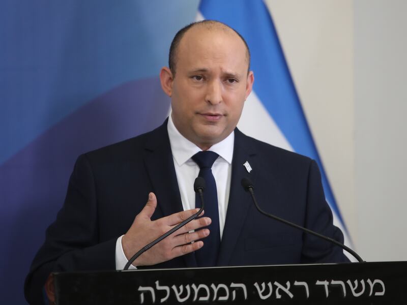 Israeli Prime Minister Naftali Bennett during a press conference on the Omicron variant in Tel Aviv. EPA