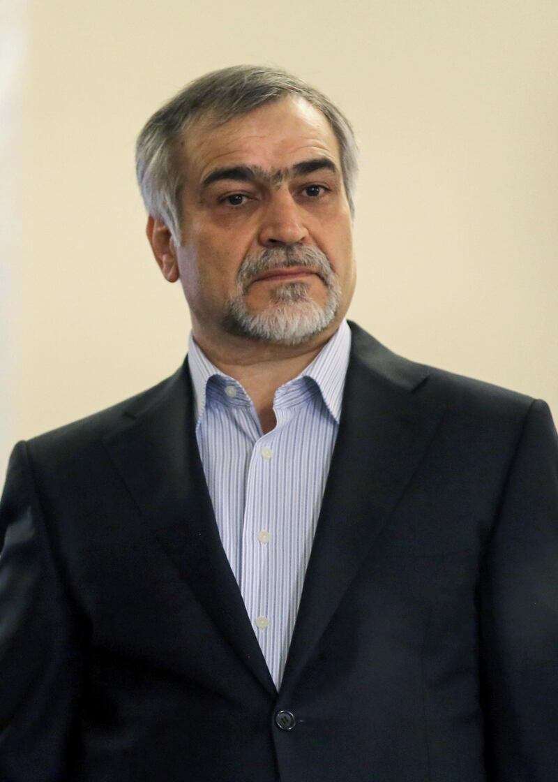 (FILES) This file photo taken on April 3, 2015 shows Hossein Fereydoun, Iranian President Hassan Rouhani's younger brother and advisor, during a press conference for Rouhani in the capital Tehran.
Fereydoun has been arrested on financial crime charges, the judiciary said on July 16, 2017.
 / AFP PHOTO / Atta KENARE
