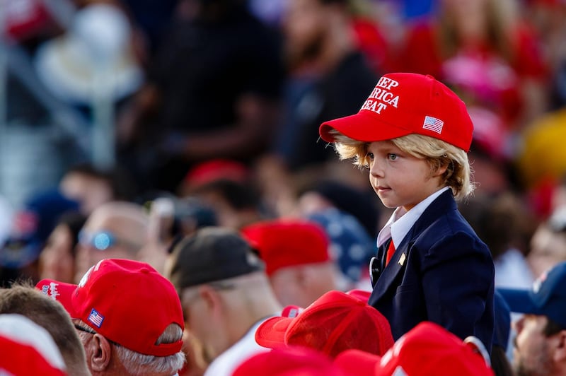 A young child in costume as US President Donald J. Trump as supporters wait for President Trump to speak during a campaign rally in Pensacola, Florida, USA. The United States will hold its presidential election on 03 November.  EPA