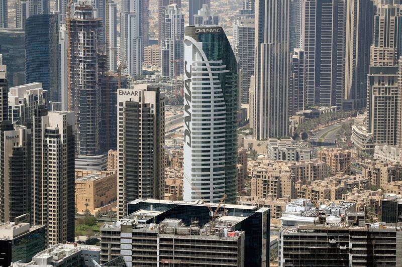 Dubai, United Arab Emirates - Reporter: N/A. Stock. General view of Downtown, Dubai and Business Bay. Damac and Emaar. Friday, April 9th, 2021. Dubai. Chris Whiteoak / The National