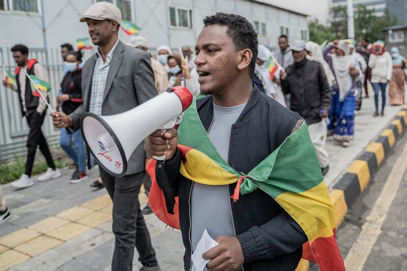 Tigrayan residents in Addis Ababa attended a rally organised by the office of the mayor of Addis Ababa. AFP