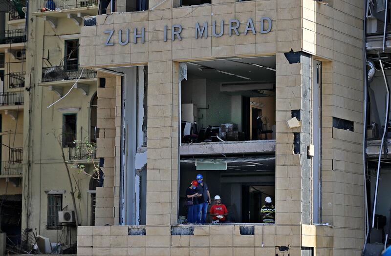 The damaged headquarters of Lebanese fashion designer Zuhair Murad near Beirut's port, on August 10, 2020, after the huge chemical explosion that devastated large parts of the Lebanese capital. AFP
