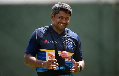 Sri Lankan cricketer Rangana Herath takes part in a training session at the Sinhalese Sports Club (SSC) cricket stadium in Colombo on July 18, 2018, ahead of the second Test match between Sri Lanka and South Africa. / AFP / Ishara S. KODIKARA
