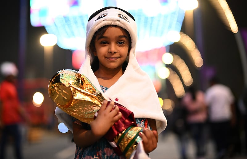 A young football fan on the Doha Corniche. Getty Images