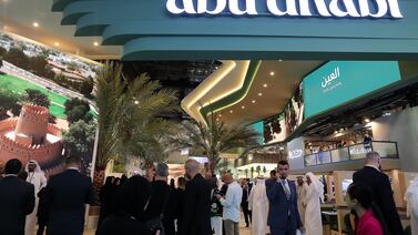 Visitors to the Abu Dhabi stand at last year's Arabian Travel Market, at Dubai World Trade Centre. Pawan Singh / The National