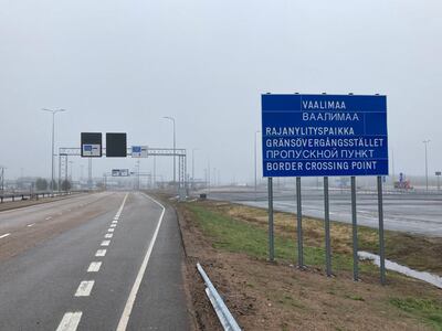Empty roads at the Vaalimaa crossing. Thomas Harding / The National