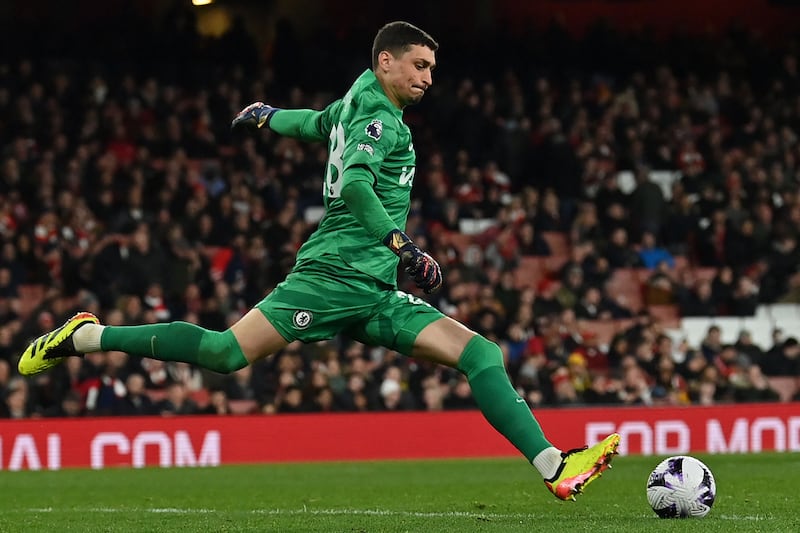 CHELSEA RATINGS: Busy night for keeper as Arsenal scored five, had 27 shots with 10 on target. Poor for opening goal when he failed to block Trossard’s low strike with his legs but let down by porous defence for rest. AFP
