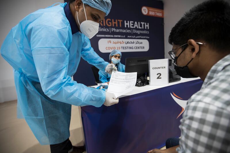 The PCR testing centre in Dubai's Jafiliya area can carry out 1,000 tests a day. All photos: Ruel Pableo for The National