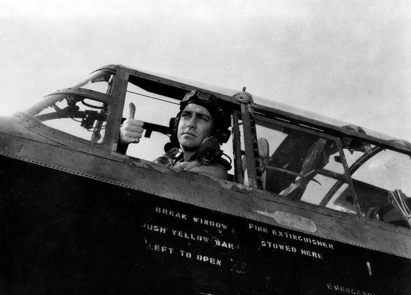 Richard Todd in the role of Wing Commander Guy Gibson in the classic 1955 film The Dam Busters.