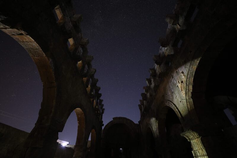 A starry night over the 5th century basilica in Qalb Lozeh in Syria’s north-western Idlib province. The Byzantine church inspired European cathedrals including Notre Dame in Paris.  All photos by AFP