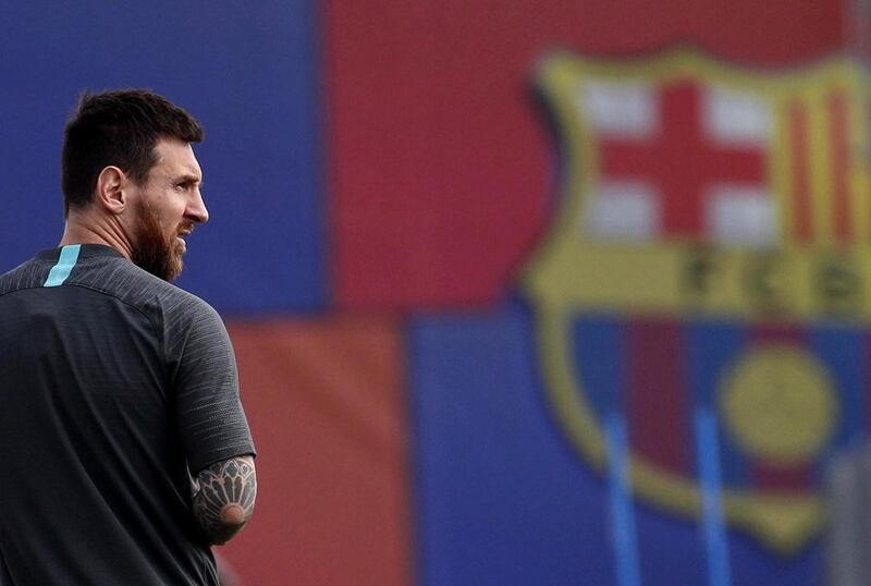 Barcelona's Argentine forward Lionel Messi looks on. EPA