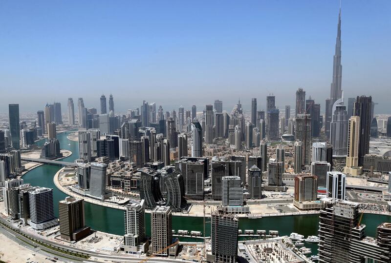 Dubai, United Arab Emirates - Reporter: N/A. Stock. General view of Downtown, Dubai and Business Bay. Friday, April 9th, 2021. Dubai. Chris Whiteoak / The National