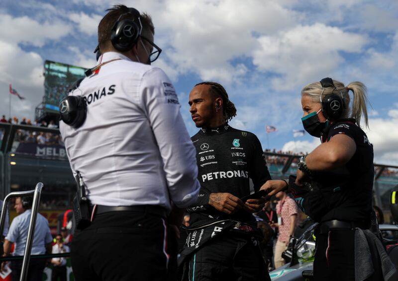 Hamilton before the Australian Grand Prix in Melbourne on April 10, 2022. Reuters