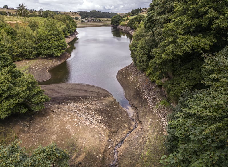 Low water levels at Holme Styes reservoir in Holmfirth, West Yorkshire. PA