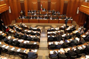 Lebanese members of parliament attend a general discussion in downtown Beirut. Reuters 