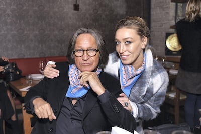LOS ANGELES, CA - DECEMBER 16:  Alana Hadid and Mohamed Hadid attend Alana Hadid x Lou & Grey Celebrate Collaboration With Friends And Family In Los Angeles at Republique on December 16, 2015 in Los Angeles, California.  (Photo by Stefanie Keenan/Getty Images for Lou & Grey)
