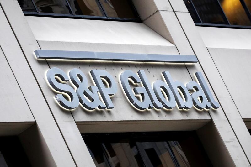 The S&P Global logo is displayed on its offices in the financial district in New York City, U.S., December 13, 2018. REUTERS/Brendan McDermid