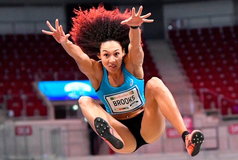 United States' Taliyah Brooks competes during the long jump at the ISTAF INDOOR (Internationales Stadionfest) international athletics meeting in Dusseldorf, Germany, on Sunday, January 31. AFP