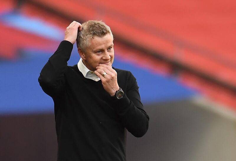 Manchester United manager Ole Gunnar Solskjaer watches from the sidelines. Reuters