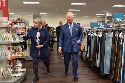 The then-Prince of Wales, now King Charles III, visits TK Maxx in Tooting, south London, meeting people involved in the Get into Retail programme with The Prince’s Trust. Getty