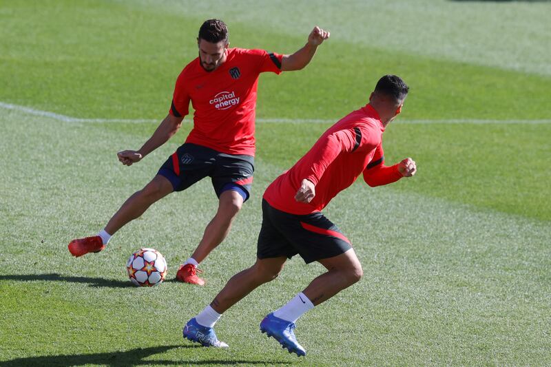 Atletico Madrid midfielder Koke passses the ball at training. EPA