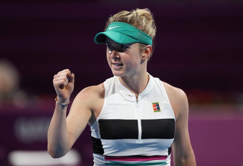 Tennis - WTA Premier 5 - Qatar Open - Khalifa International Tennis and Squash Complex, Doha, Qatar - February 15, 2019   Ukraine's Elina Svitolina reacts during her Semi Final match against Romania's Simona Halep   REUTERS/Ibraheem Al Omari