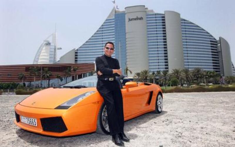 Calvin Joa Geis with his Lamborghini Gallardo Spyder in Dubai. Stephen Lock / The National