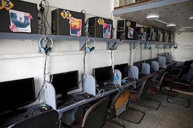An internet cafe empty of customers due to Internet service cut sin Yemen. EPA