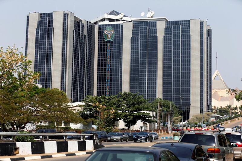 Central Bank of Nigeria's logo is seen on the headquarters building in Abuja, Nigeria January 22, 2018. REUTERS/Afolabi Sotunde - RC19BD9A0CE0