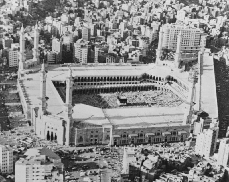 The Kaaba at the centre of the Grand Mosque in Makkah during the Hajj pilgrimage in 1979.