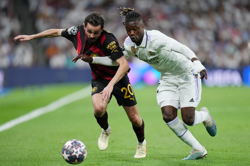 Eduardo Camavinga - 9. Again deployed at left-back and again thrived in his new position. Excellent defensively to keep Silva quiet and created Vinicius' goal with a brilliant drive up the pitch. What a talent. Getty 
