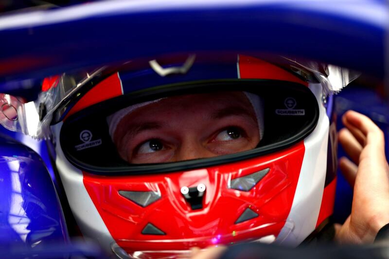 MONTMELO, SPAIN - FEBRUARY 27: Daniil Kvyat of Russia and Scuderia Toro Rosso prepares to drive in the garage during day two of F1 Winter Testing at Circuit de Catalunya on February 27, 2019 in Montmelo, Spain. (Photo by Dan Istitene/Getty Images)