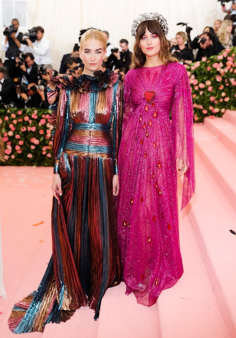 Grace Johnson and Dakota Johnson, in Gucci, attend the Met Gala at the Metropolitan Museum in New York, US, on May 6, 2019. EPA