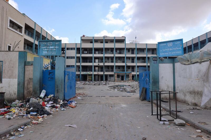 A UN-run school is deserted in Rafah in the southern Gaza Strip. AFP