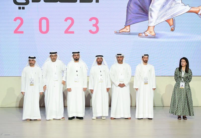 The Federal National Council committee announces the winners of the elections at Abu Dhabi Energy Centre. Photos: Khushnum Bhandari / The National 
